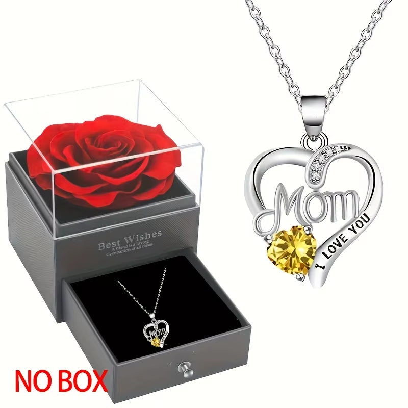 Elegant Style Heart Shaped Pendant Necklace Hollow Design Mother'S Day Gift Party Suitable for Best Friends without Box