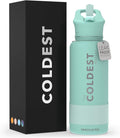 Coldest Insulated Stainless Steel Water Bottle with Straw Lid - 32 Oz Oceanic Green for Men and Women