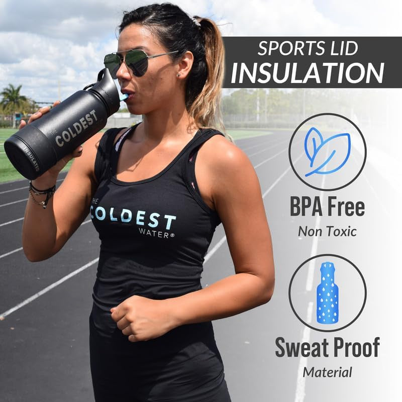 Coldest Insulated Stainless Steel Water Bottle with Straw Lid - 32 Oz Oceanic Green for Men and Women