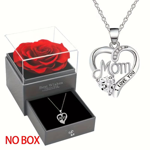Elegant Style Heart Shaped Pendant Necklace Hollow Design Mother'S Day Gift Party Suitable for Best Friends without Box