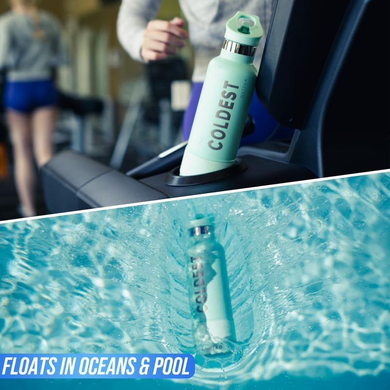 Coldest Insulated Stainless Steel Water Bottle with Straw Lid - 32 Oz Oceanic Green for Men and Women